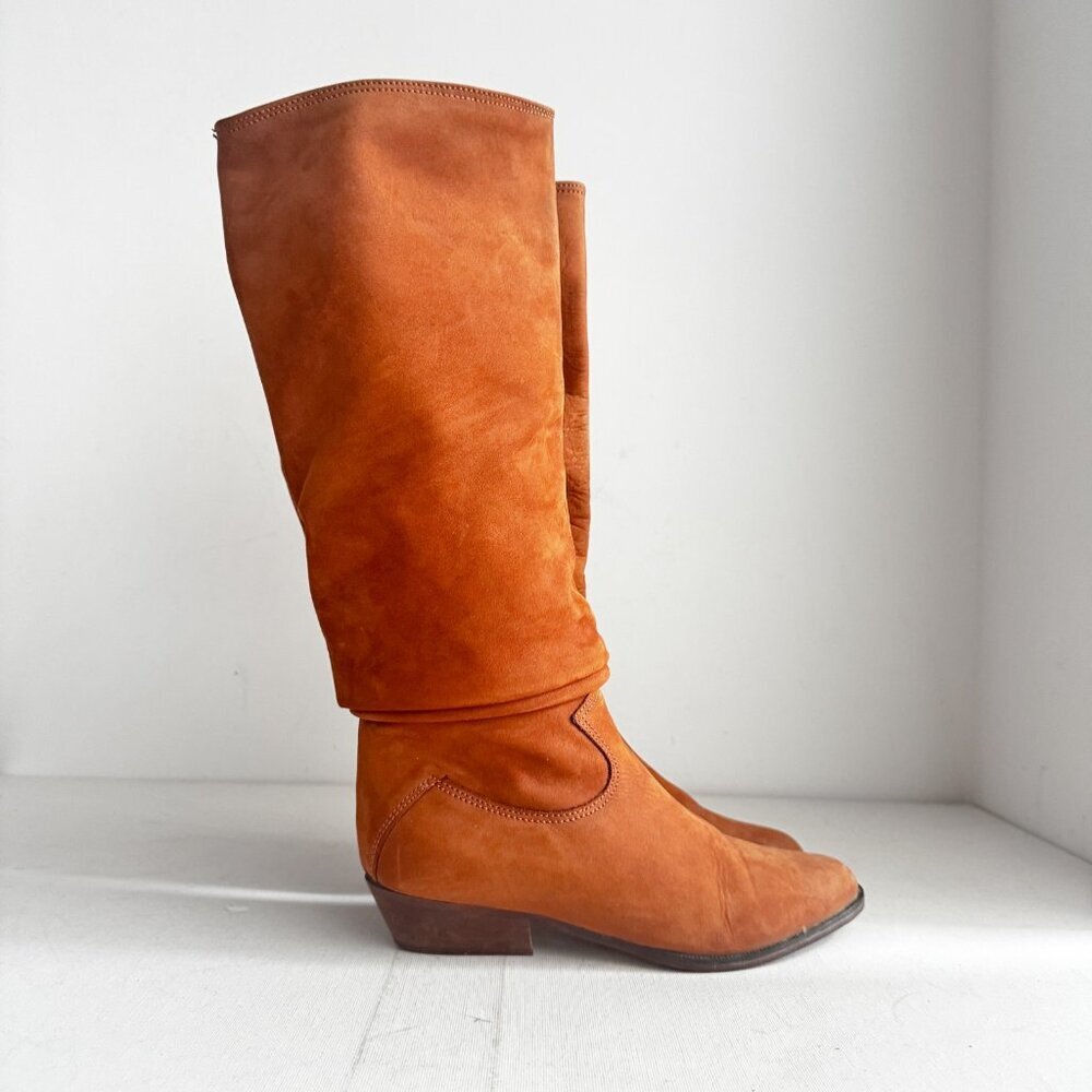 Vintage Made In Italy Brown Slouch Boho Boots 37